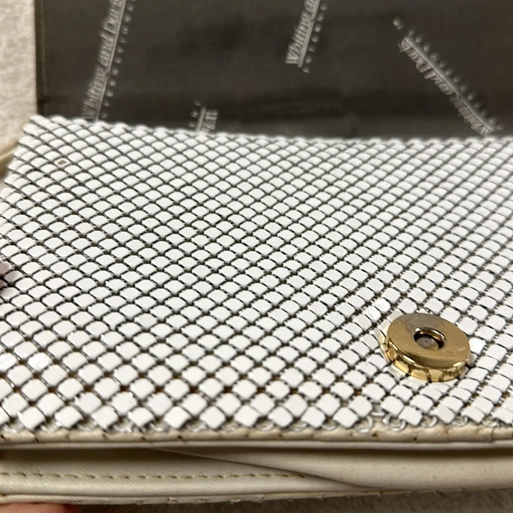 Whiting & Davis Off White Cream  Alumesh Metal Mesh Crossbody bag Great shape!